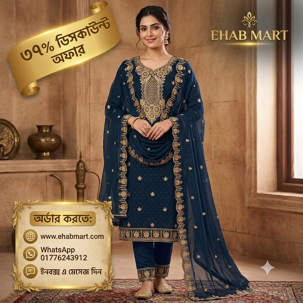 Budget Friendly Georgette Embroidery & Sequins Work Semi-Stitched Four Piece - Deep Green EHAB MART